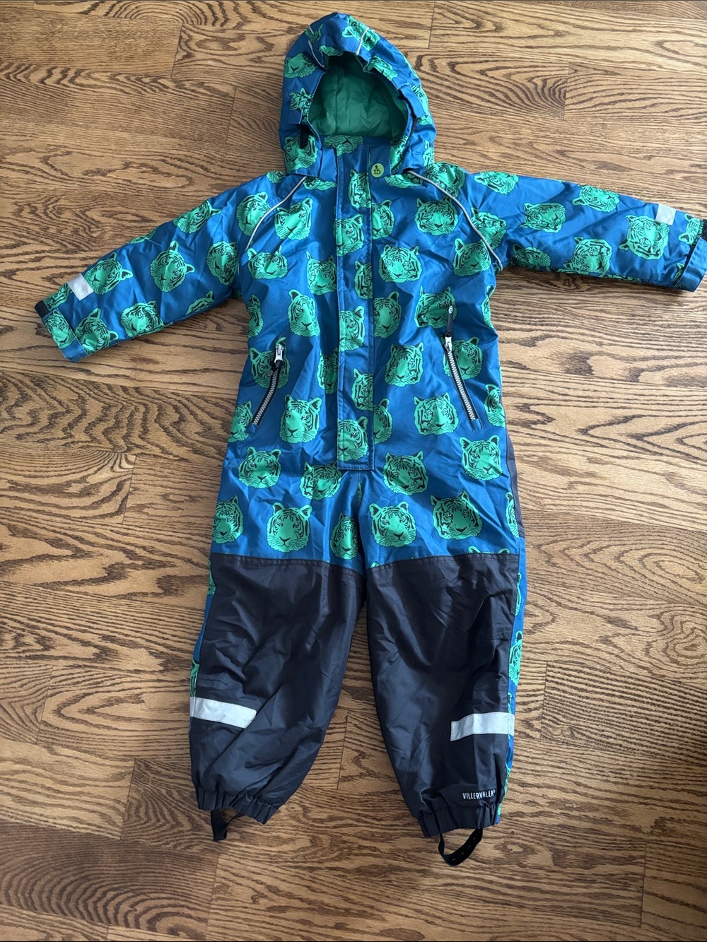 Blue & Green Tiger Print Kids Snowsuit